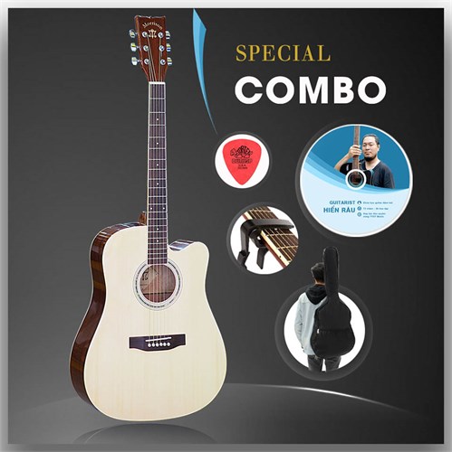 Combo Đàn Guitar Acoustic Morrison MGW405CNA và Khóa Học Guitar Hiển Râu 